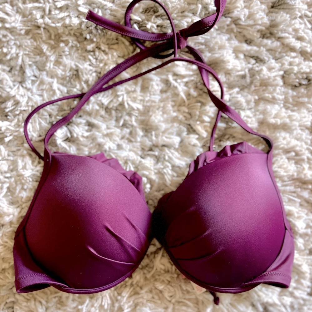 NWOT VICTORIAS SECRET DEEP PURPLE BIKINI SWIMSUIT BATHING SUIT TOP 34D